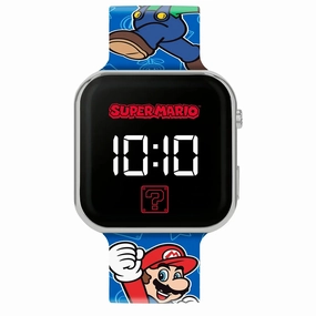 Super Mario Bros Blue Printed Strap LED Digital Watch Spin-off Title