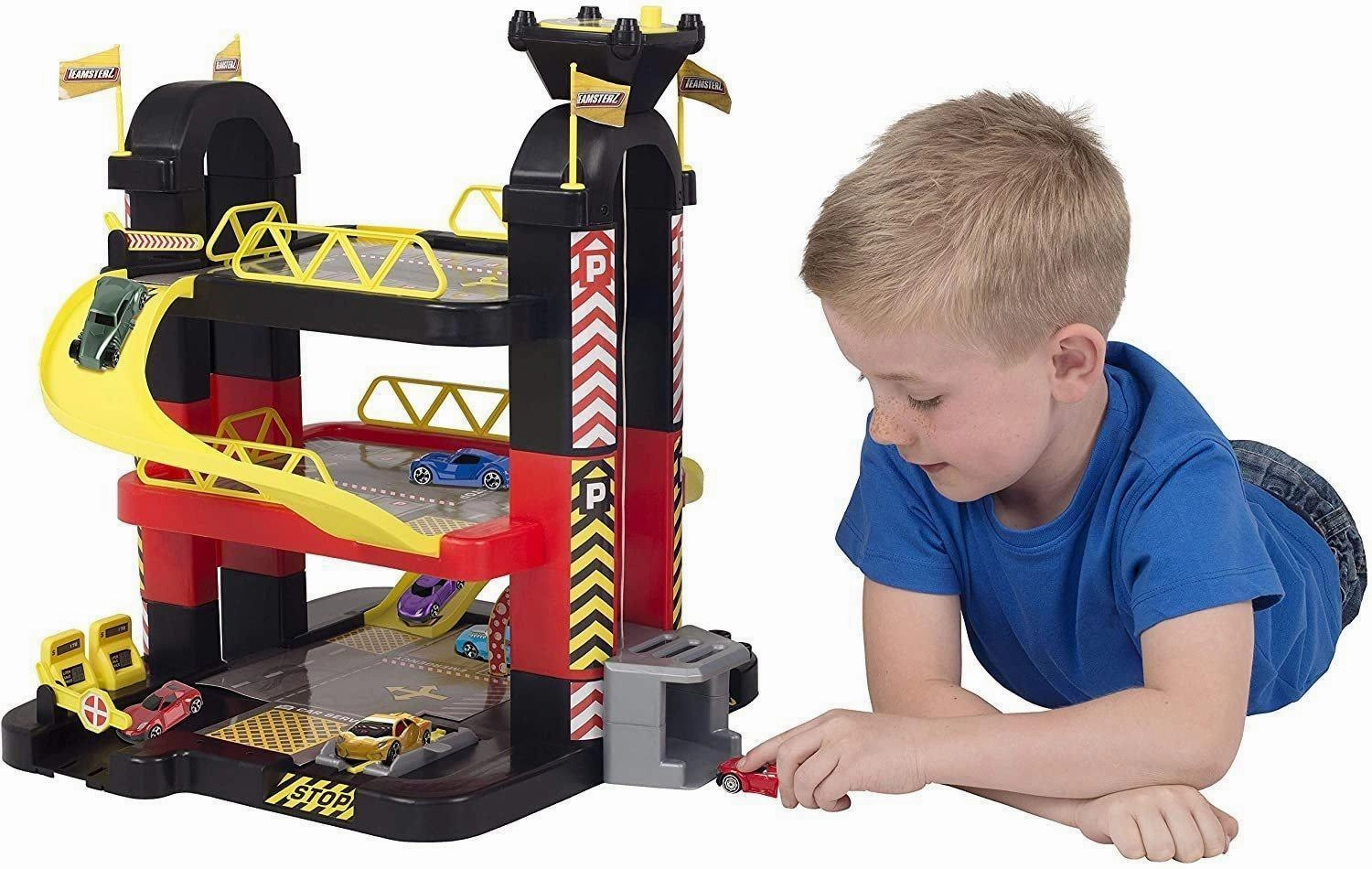 Teamsterz 3 Level Tower Garage   5 Die-cast Cars Quite Uncommon Achievement Sync