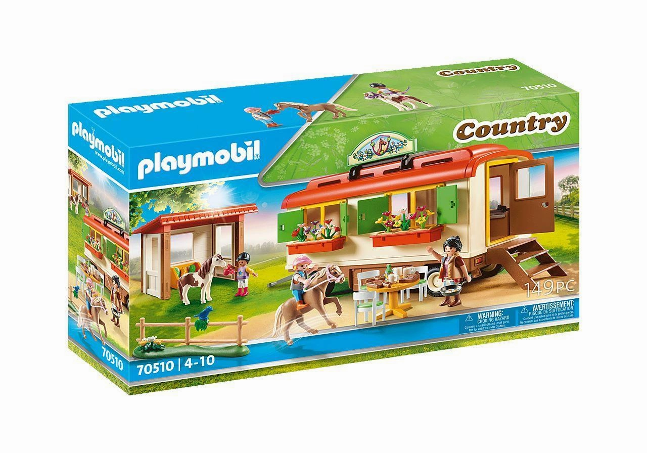 PLAYMOBIL 70510 Country Pony Shelter with Mobile Home Hotline Number Progressive Values
