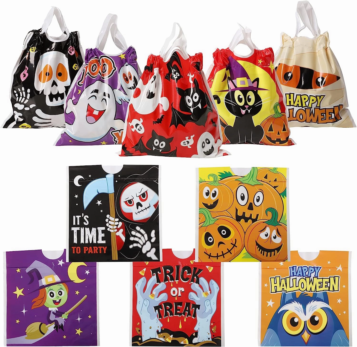 Trick or Treat Drawstring Bags, 96 Pcs Monster Decorations