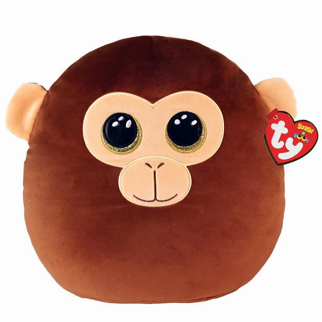 Ty Squish a Boo Dunston Brown Monkey 31cm Cushion Little Attitude Small Card