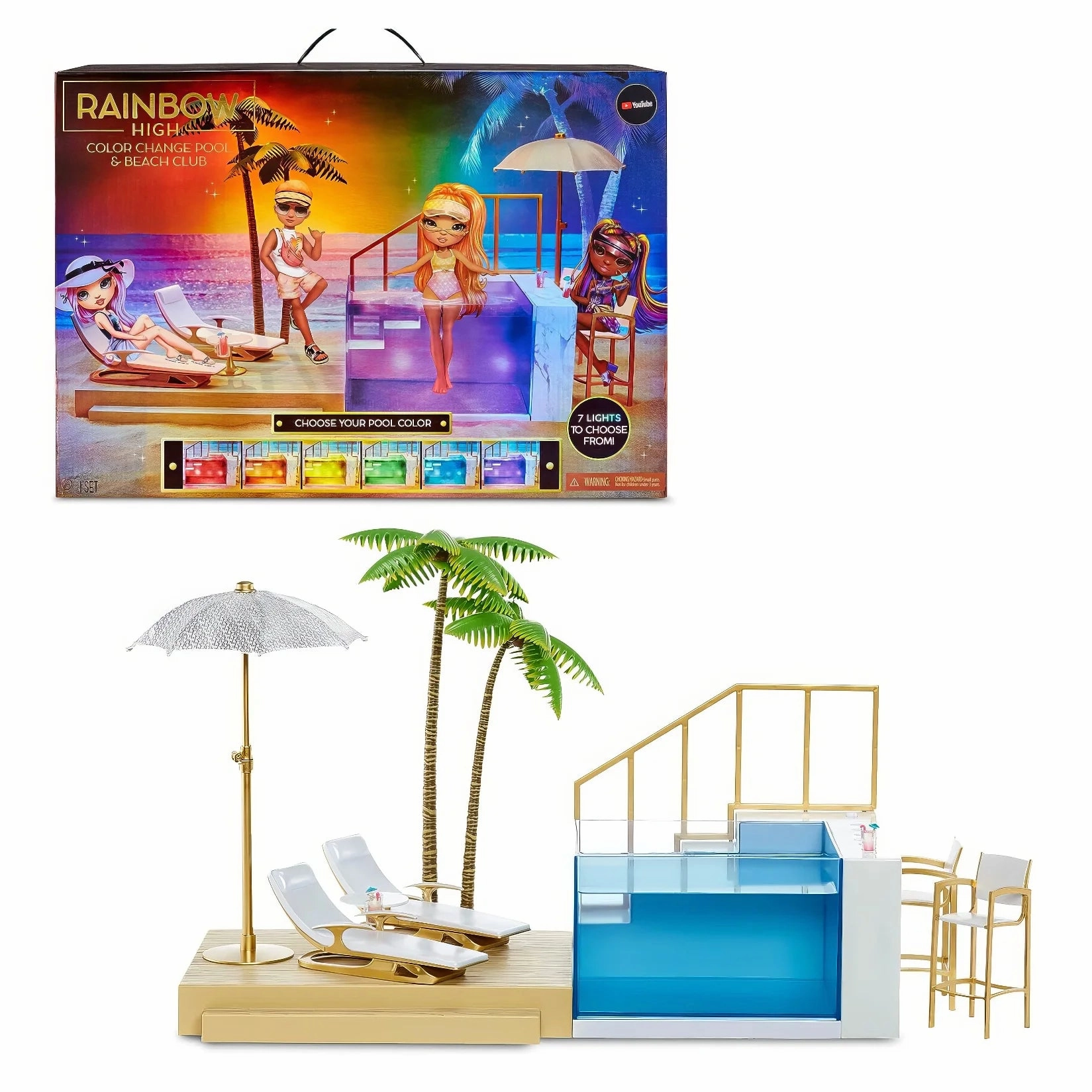 Turn-Based Tactics Rainbow High Color Change Pool & Beach Club Playset