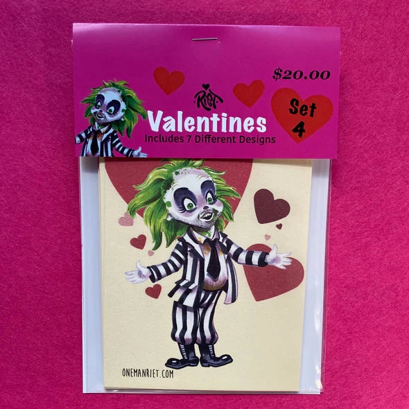 Valentine Cards Set 4 Spooky Treats Whimsical Supplies