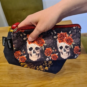 Vintage Flower Skull Makeup Bag Enchanting Figures