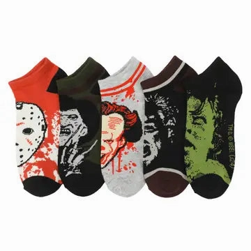 Warner Brothers Horror Women's 5 Pair Ankle Socks Monster Lights Haunted Crafts