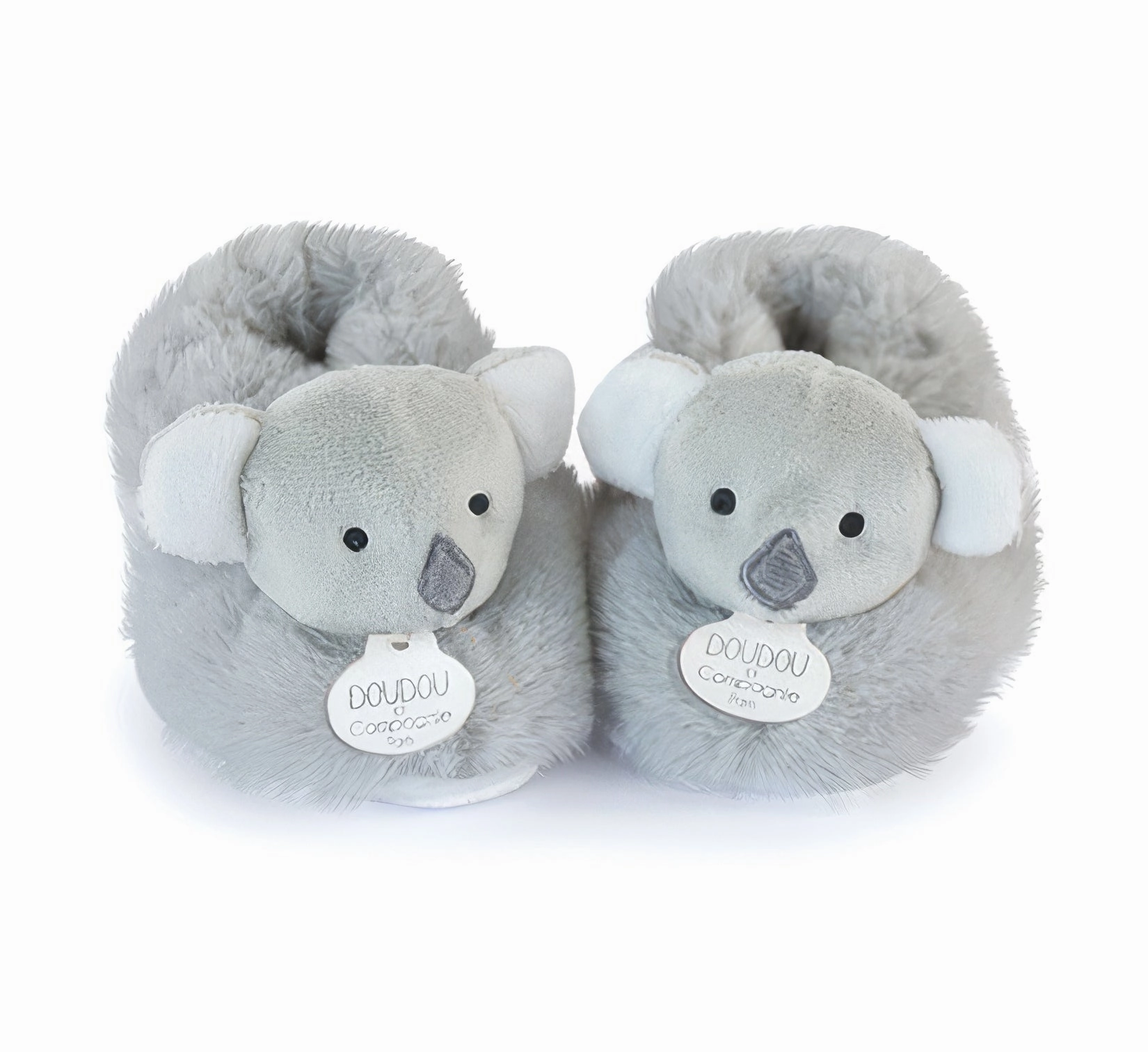 Doudou et Compagnie Unicef - Koala Plush Baby Slippers - 0-6 months Thoughtful Expression