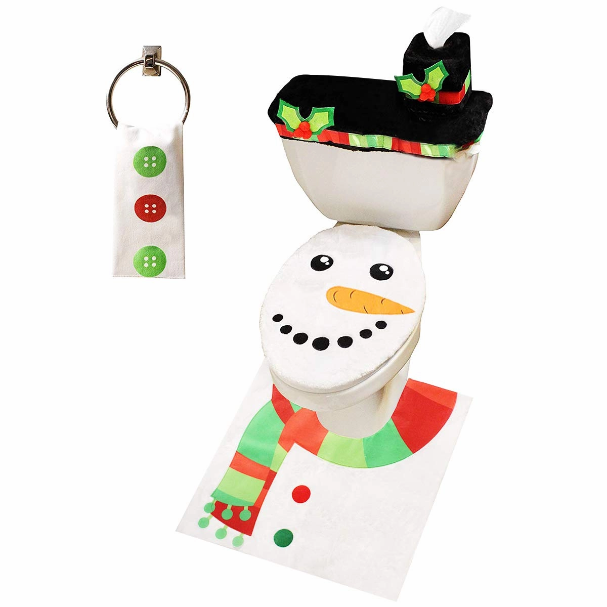 Whimsical Decor 5 Pieces Christmas Snowman Theme Bathroom Decoration Set Ghoulish Treats