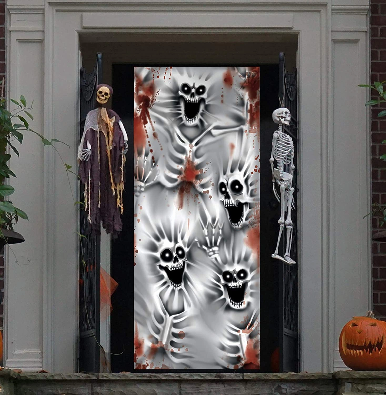 Scary Skeleton Door Cover Whimsical Props