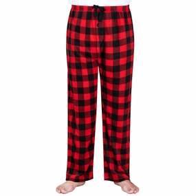 Men Red and Black Plaid Polar Fleece Pajama Pants Frightening Displays Ghostly Decor