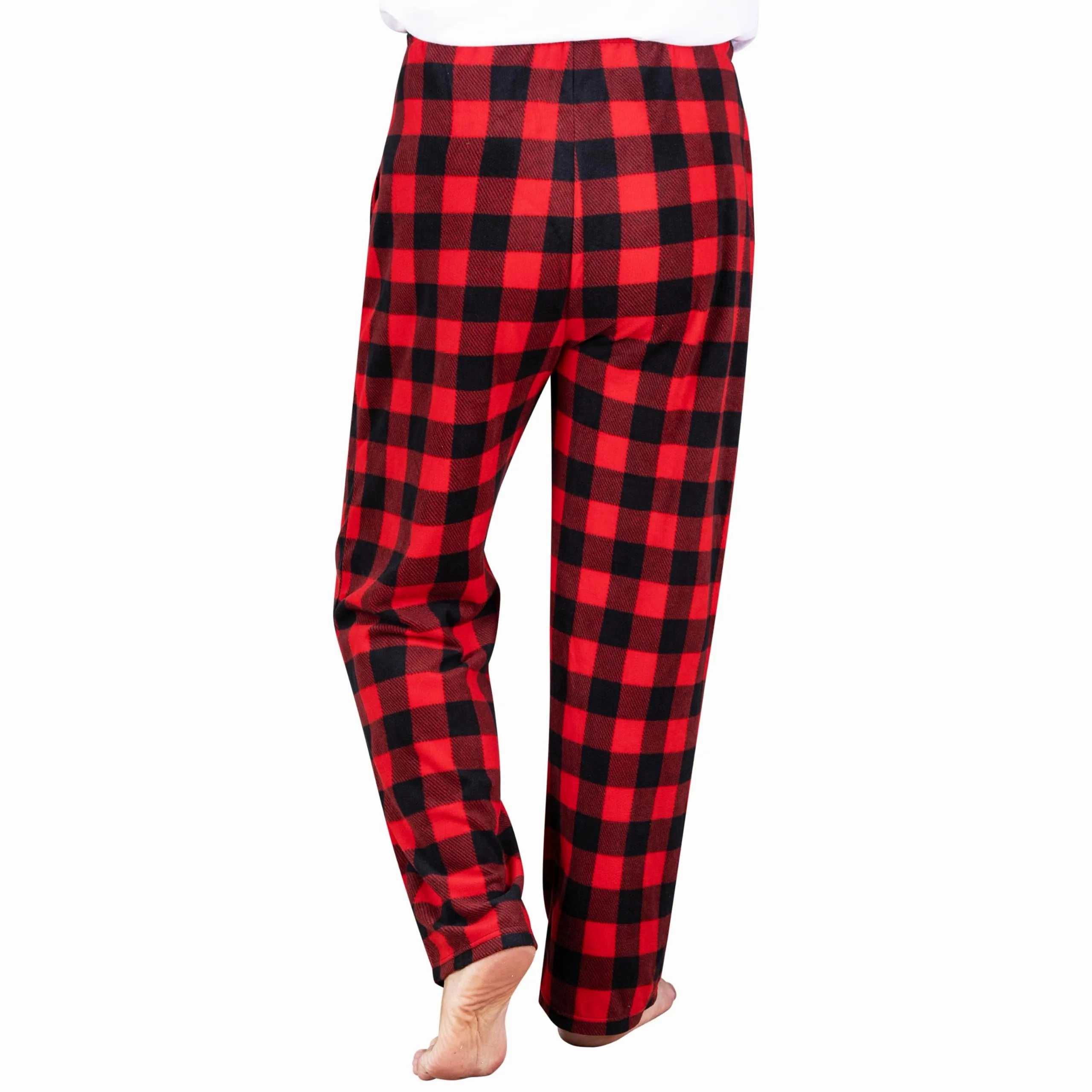 Men Red and Black Plaid Polar Fleece Pajama Pants Ghoulish Party E Ornaments