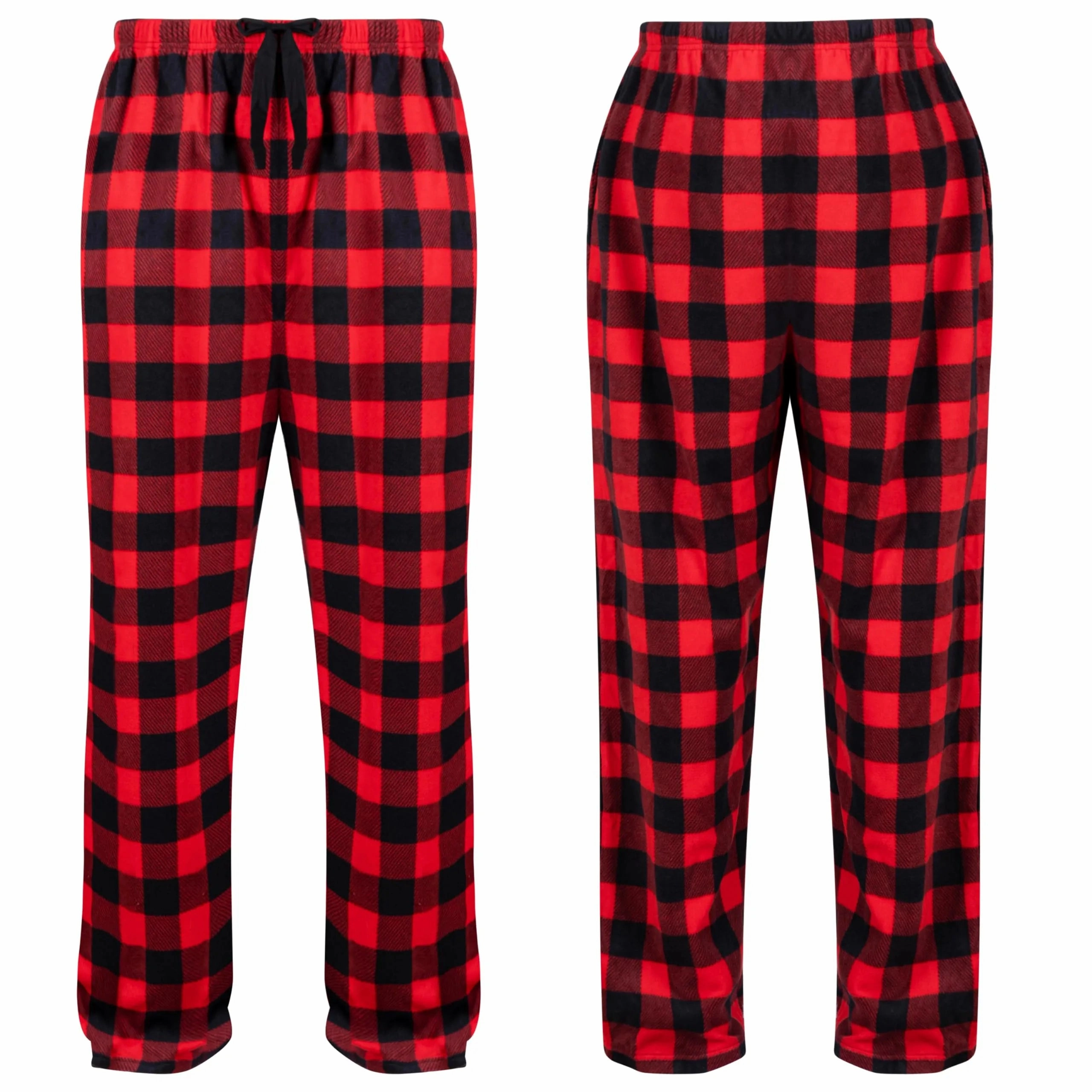 Enchanting Accents Frightening Accents Men Red and Black Plaid Polar Fleece Pajama Pants