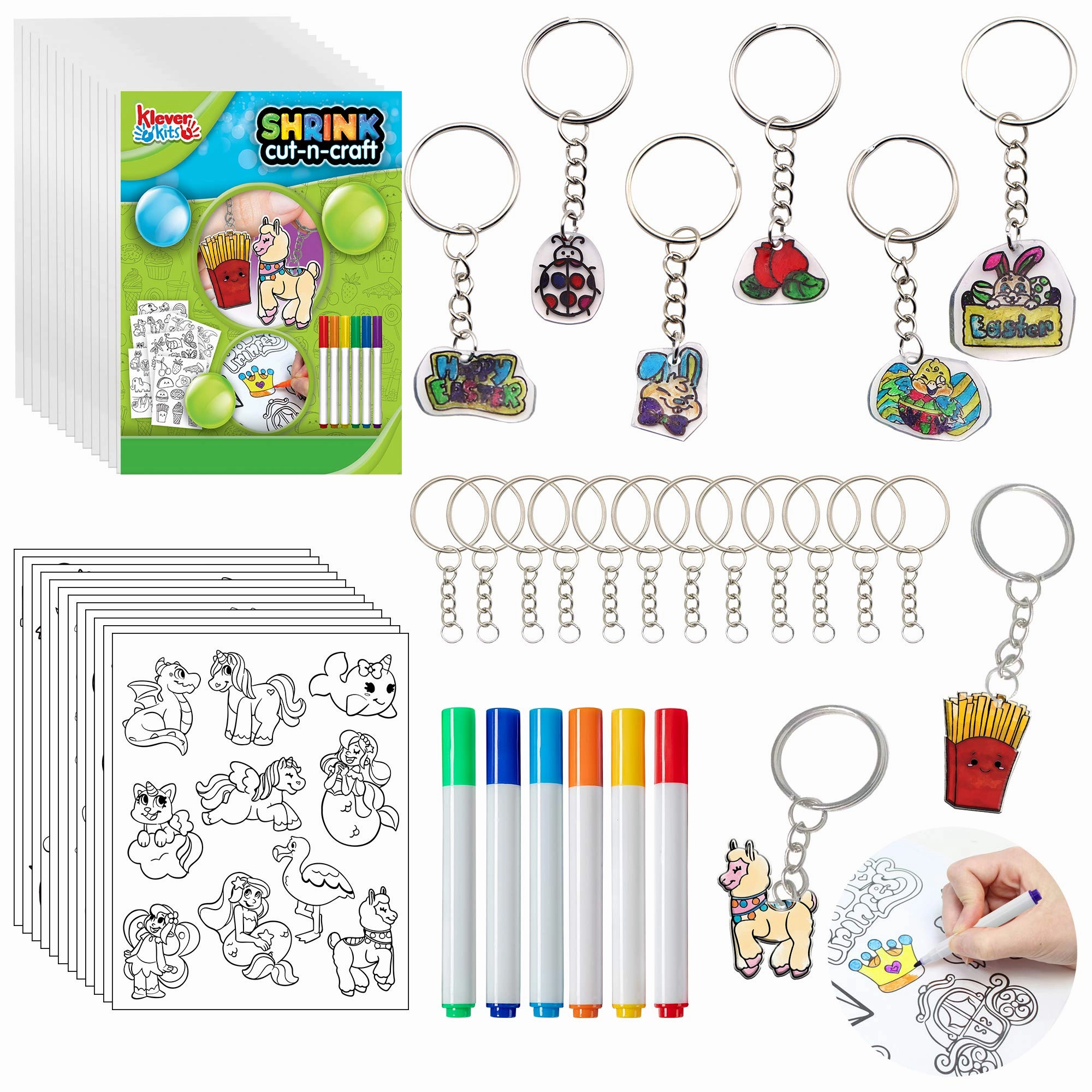 KLEVER KITS -  Shrink Art Craft Kit, 54 Pcs Frightening Figures