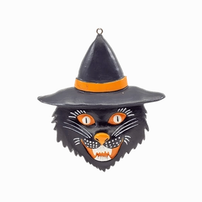 Eerie Lights Ghoulish Supplies Witch Cat Flatback Ornament