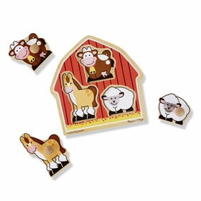 Melissa & Doug 12054 Barnyard Animals Jumbo Knob Puzzle - 3 Pieces Tiny Array